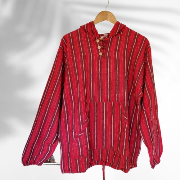 NWOT Unisex Bohemian Hoodie, Relaxed Striped Pullover, - Picture 3 of 7